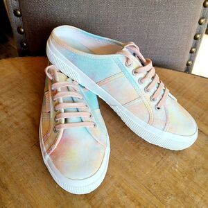 Superga Lt Pink Blue Slip On‎ Mules Slide Sneakers Women’s Size 40 Sneakers NWOT